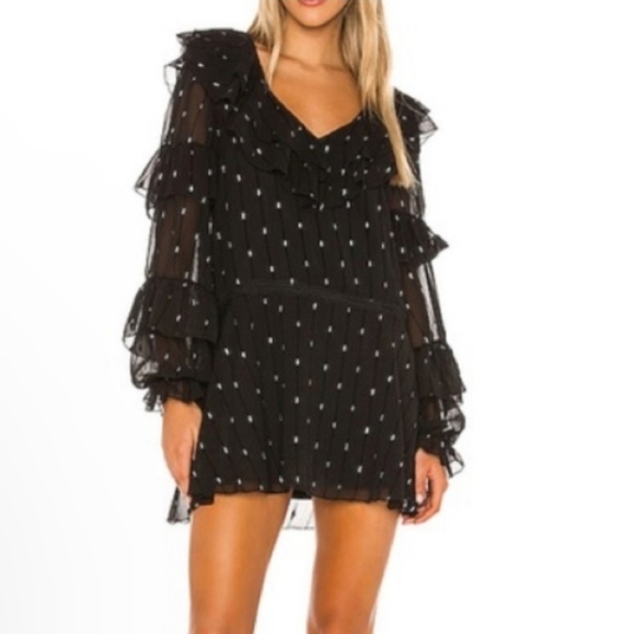 Tularosa Tops - Revolve Tularosa Jeannie Mini Dress In Black And Silver Size Medium